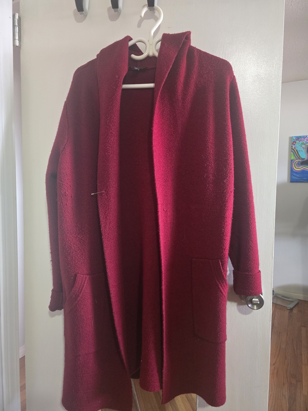 Le Chateau Women's Hooded Open-Front Coatigan - Red - Picture 1 of 1
